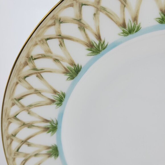Lenox British Colonial Bamboo Luncheon Plate 9.25" Porcelain Palm Tree - Picture 3 of 7